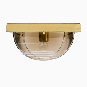 Smoked Glass and Brass Flush Mount from Limburg, 1960s-KQB-692957