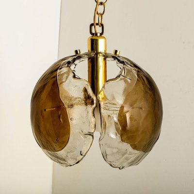 Smoked Glass and Brass Pendant Light from Kalmar, 1970s-VDW-839074