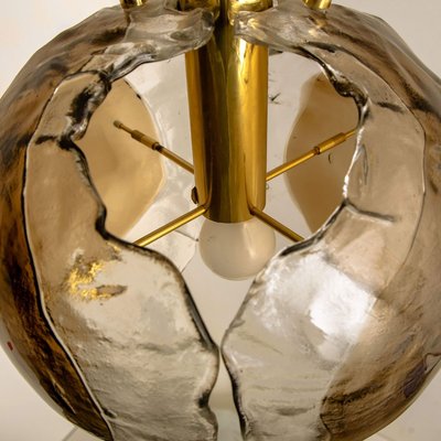 Smoked Glass and Brass Pendant Light from Kalmar, 1970s-VDW-839074