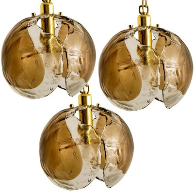 Smoked Glass and Brass Pendant Light from Kalmar, 1970s-VDW-839074