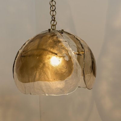 Smoked Glass and Brass Pendant Light from Kalmar, 1970s-VDW-839074