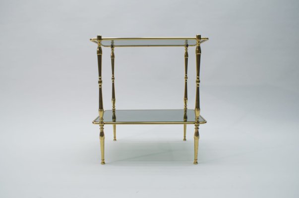 Smoked Glass and Brass Side Table, 1970s-KQB-618778