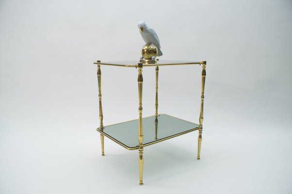 Smoked Glass and Brass Side Table, 1970s-KQB-618778