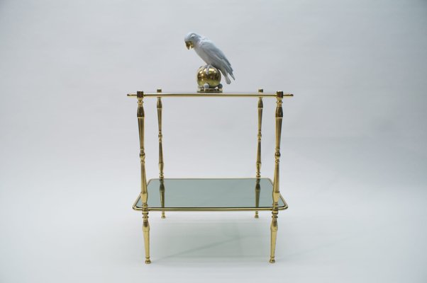 Smoked Glass and Brass Side Table, 1970s-KQB-618778