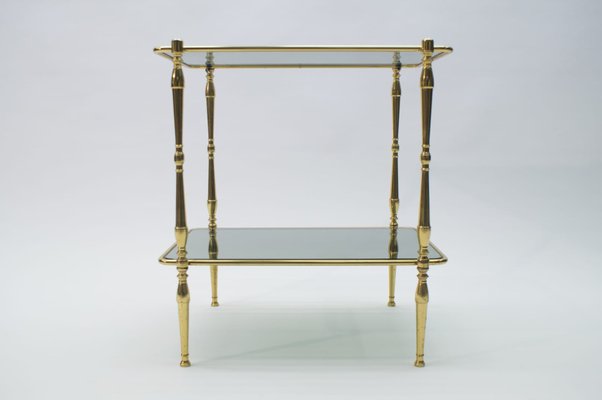 Smoked Glass and Brass Side Table, 1970s-KQB-618778