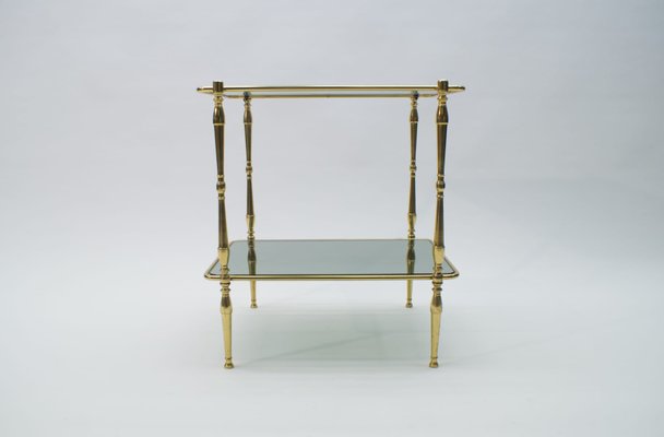 Smoked Glass and Brass Side Table, 1970s-KQB-618778