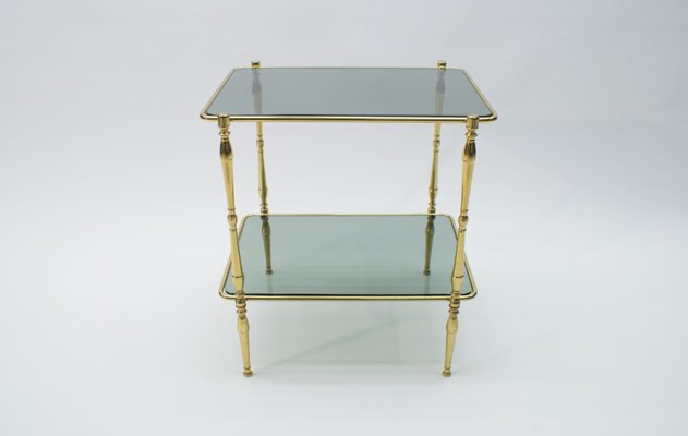 Smoked Glass and Brass Side Table, 1970s-KQB-618778