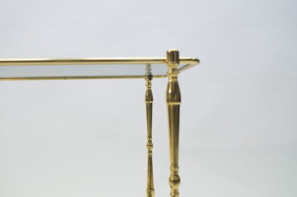 Smoked Glass and Brass Side Table, 1970s-KQB-618778