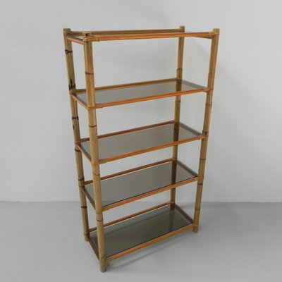 Smoked Glass & Bambo Shelf, 1950s-TL-882537