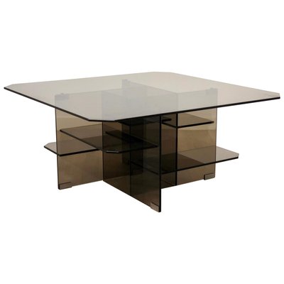 Smoked Glass Coffee Side Table, Italy, 1970s-LYQ-1171798