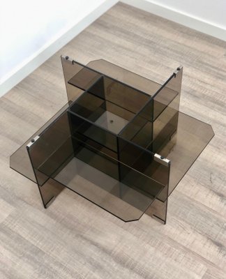 Smoked Glass Coffee Side Table, Italy, 1970s-LYQ-1171798