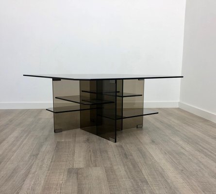 Smoked Glass Coffee Side Table, Italy, 1970s-LYQ-1171798