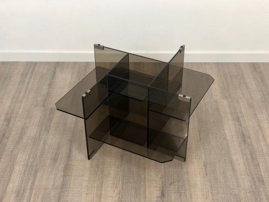 Smoked Glass Coffee Side Table, Italy, 1970s-LYQ-1171798