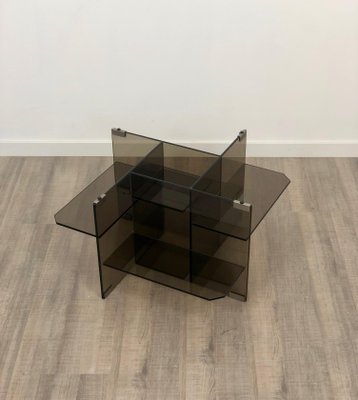 Smoked Glass Coffee Side Table, Italy, 1970s-LYQ-1171798