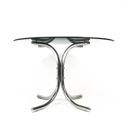 Smoked Glass Dining Table with Chromed Base in the Style of Giotto Stoppino, Italy, 1970s-JDR-1125551