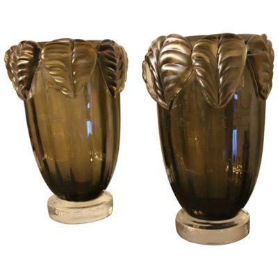 Smoked Glass Murano Vases by Costantini, Set of 2-YF-1723963