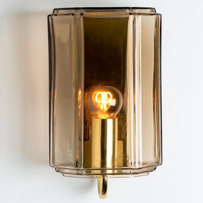 Smoked Glass Wall Light attributed to Glashütte Limburg, Germany, 1960s-VDW-1719590