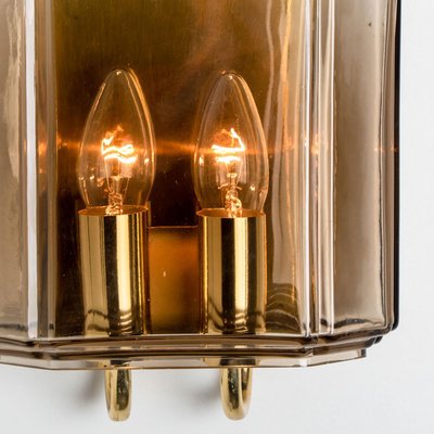 Smoked Glass Wall Lights attributed to Glashütte Limburg, 1960s, Set of 2-VDW-1719591