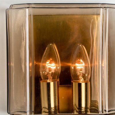 Smoked Glass Wall Lights attributed to Glashütte Limburg, 1960s, Set of 2-VDW-1719591