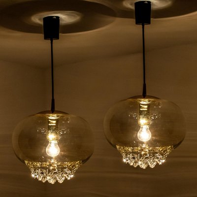 Smoked Golden & Brown Pendant Lights by Peill & Putzler, 1960s, Set of 2-VDW-1293713