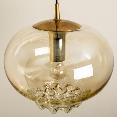 Smoked Golden & Brown Pendant Lights by Peill & Putzler, 1960s, Set of 2-VDW-1293713