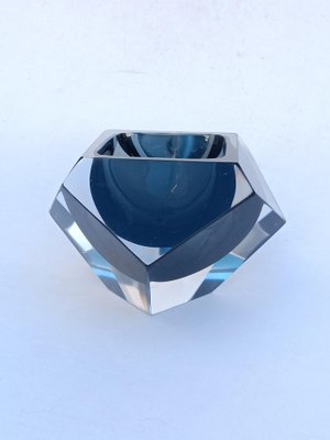 Smoked Grey Faceted Murano Sommerso Glass Bowl or Ashtray, 1970s-XUQ-2043321