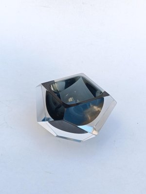 Smoked Grey Faceted Murano Sommerso Glass Bowl or Ashtray, 1970s-XUQ-2043321