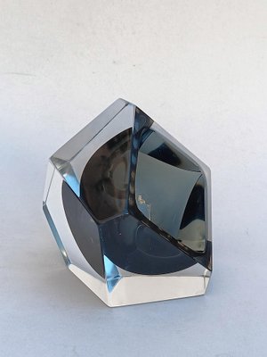 Smoked Grey Faceted Murano Sommerso Glass Bowl or Ashtray, 1970s-XUQ-2043321