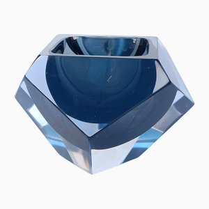 Smoked Grey Faceted Murano Sommerso Glass Bowl or Ashtray, 1970s-XUQ-2043321