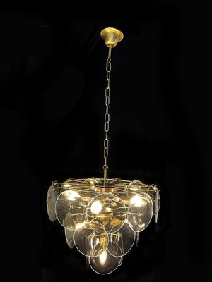 Smoked Murano Glass Disc Chandelier attributed to Vistosi, 1970s-OVO-1805009