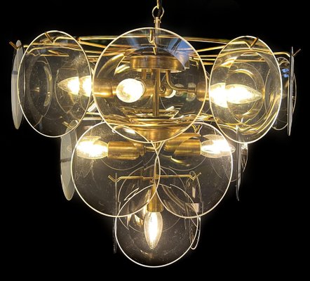 Smoked Murano Glass Disc Chandelier attributed to Vistosi, 1970s-OVO-1805009