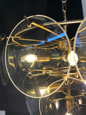 Smoked Murano Glass Disc Chandelier attributed to Vistosi, 1970s-OVO-1805009