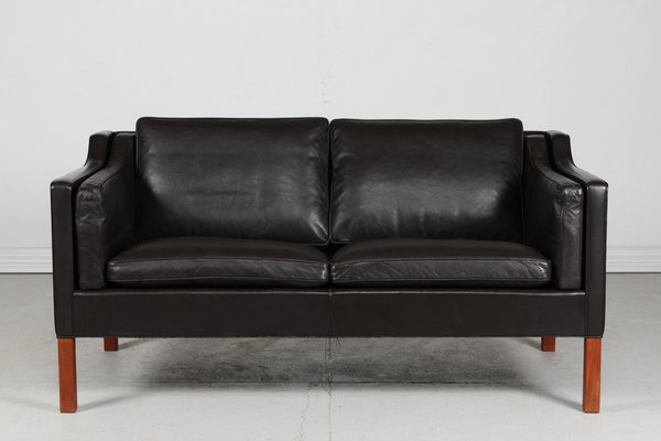 Sofa 2212 Dark Mocha Leather by Børge Mogensen for Fredericia Stolefabrik, 1970s-QQ-1725537