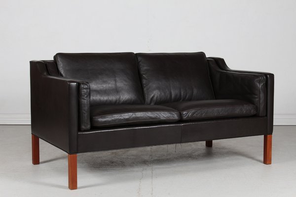 Sofa 2212 Dark Mocha Leather by Børge Mogensen for Fredericia Stolefabrik, 1970s-QQ-1725537