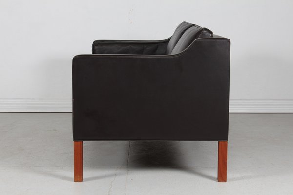 Sofa 2212 Dark Mocha Leather by Børge Mogensen for Fredericia Stolefabrik, 1970s-QQ-1725537