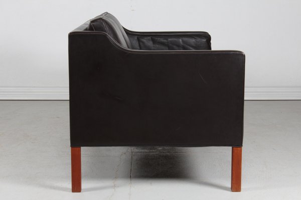 Sofa 2212 Dark Mocha Leather by Børge Mogensen for Fredericia Stolefabrik, 1970s-QQ-1725537