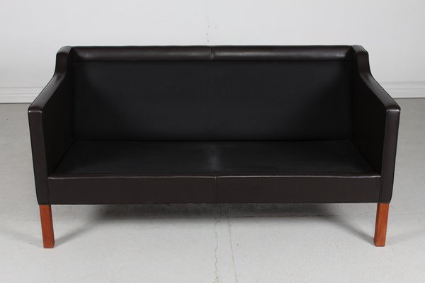 Sofa 2212 Dark Mocha Leather by Børge Mogensen for Fredericia Stolefabrik, 1970s-QQ-1725537