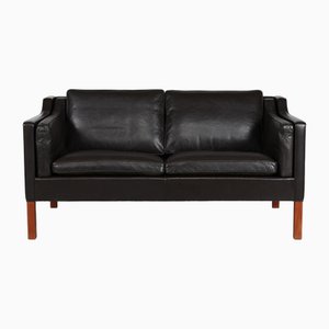 Sofa 2212 Dark Mocha Leather by Børge Mogensen for Fredericia Stolefabrik, 1970s-QQ-1725537