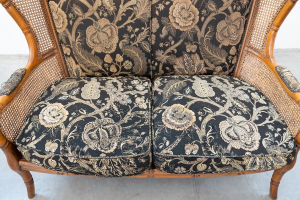 Sofa and 2 Bamboo Armchairs, 1980s, Set of 3-KNM-1314659