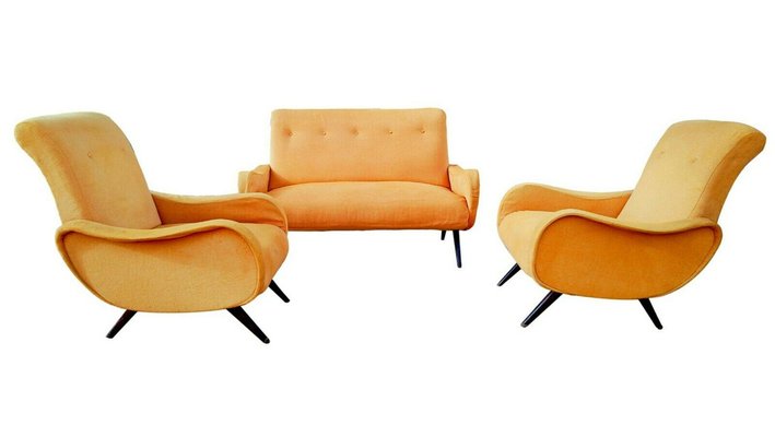 Sofa and Armchairs, 1960s, Set of 3-FIP-1304995