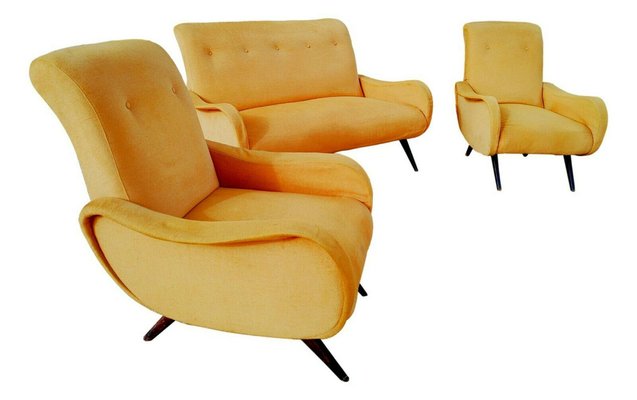 Sofa and Armchairs, 1960s, Set of 3-FIP-1304995