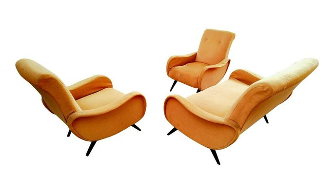 Sofa and Armchairs, 1960s, Set of 3-FIP-1304995