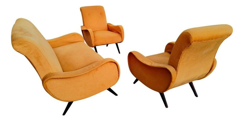 Sofa and Armchairs, 1960s, Set of 3-FIP-1304995