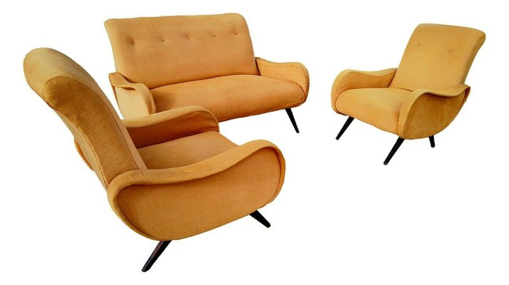 Sofa and Armchairs, 1960s, Set of 3-FIP-1304995