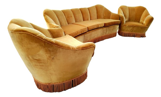 Sofa and Armchairs in the style of Gio Ponti from Isa Bergamo, 1960s, Set of 3-FIP-1774487