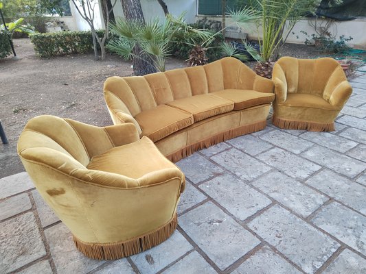 Sofa and Armchairs in the style of Gio Ponti from Isa Bergamo, 1960s, Set of 3-FIP-1774487