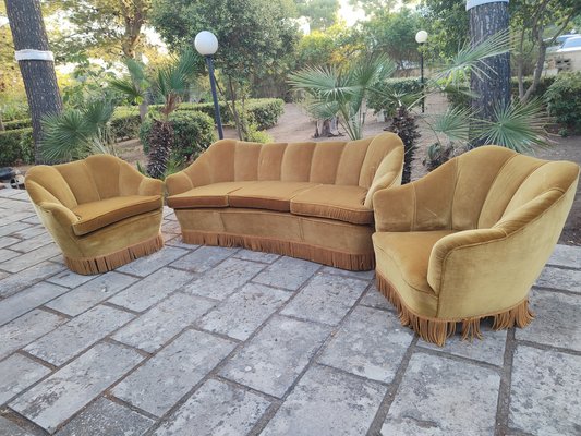 Sofa and Armchairs in the style of Gio Ponti from Isa Bergamo, 1960s, Set of 3-FIP-1774487