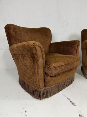 Sofa and Armchairs in Velvet and Brass from ISA Bergamo, 1950s, Set of 3-TPO-1780703