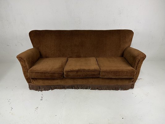 Sofa and Armchairs in Velvet and Brass from ISA Bergamo, 1950s, Set of 3-TPO-1780703