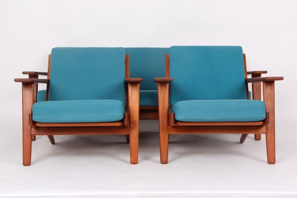 Sofa and Teak Armchairs by Hans J. Wegner for Getama, 1960s, Set of 3-DQ-1952124